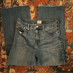 J. Crew Cropped Wide Leg Raw Hem Jeans Size 29